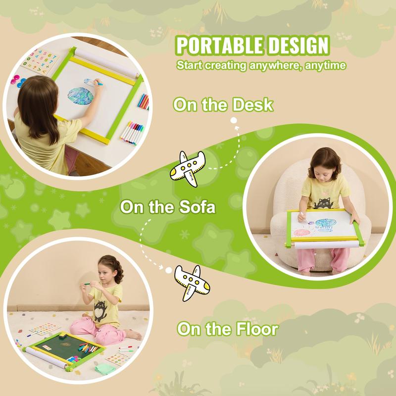 VEVOR 3-in-1 Tabletop Kids Art Easel Double-Sided Magnetic Whiteboard Chalkboard  Christmas gift