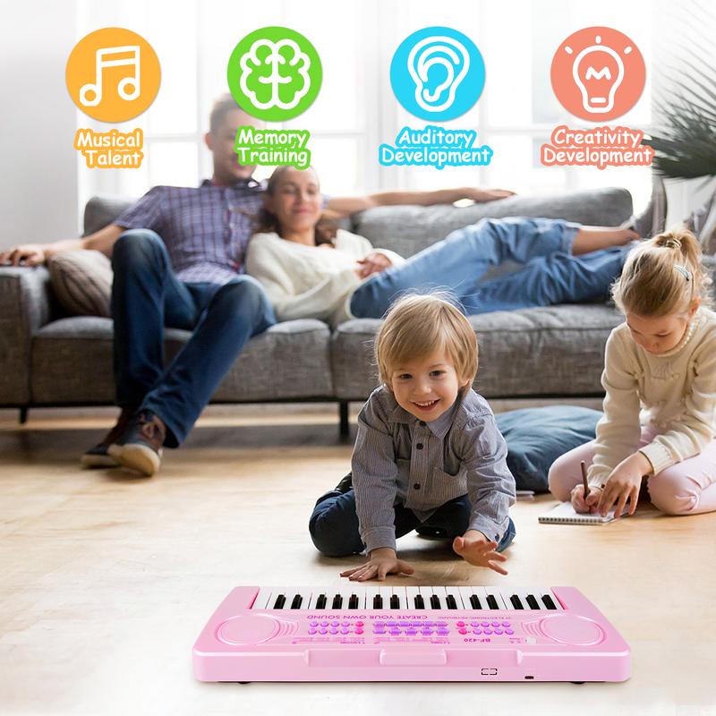 M SANMERSEN Kids Piano Keyboard - 37 Keys Piano Toys for Kids Beginners Electronic Piano with Microphone Educational Musical Toy for 3 4 5 6 7 8 Year Old Boy Girls Gift