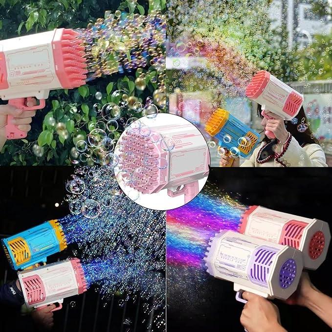 Upgraded Color Bubble Machine, Bubble Machine Toy With Lights,69 Hole Popular Rocket Bubble Machine,Bubbles Toy For 3 4 5 6 7 8 9 10 Years Old Boys Girls Gift Toys bubbly  blaster