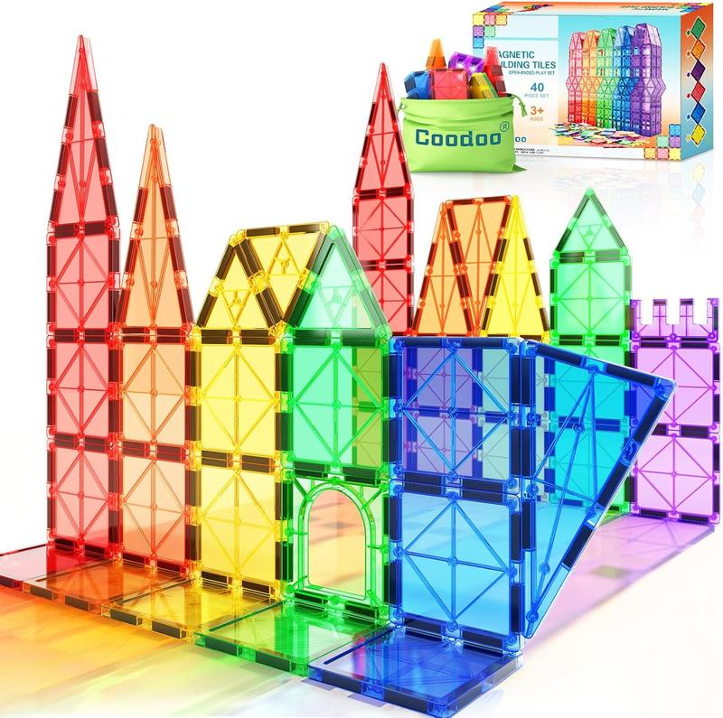 Holiday Haul Deal Coodoo Magnetic Tiles Preschool Sensory Montessori Toys Building Blocks Educational Christmas Gift on Sale Construction Toy black friday