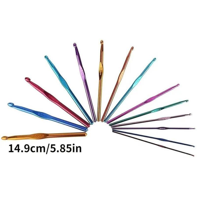 14pcs Random Color Crochet Needle, Aluminum Oxide Single Head Crochet Hook, DIY Knitting Tool, Braiding Crochet Sewing Tools