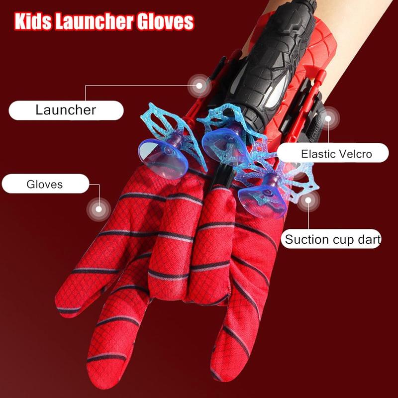 Spider Launcher Gloves Toy, Spider Web Shooter Launcher Wrist Toy Set with Darts and Spider Gloves Costume Cosplay Gift for Kids