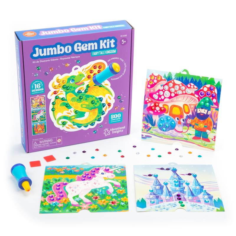 Educational Insights Jumbo Gem Kit, arts and crafts kit, 500 colorful jumbo gems, Ages 5+