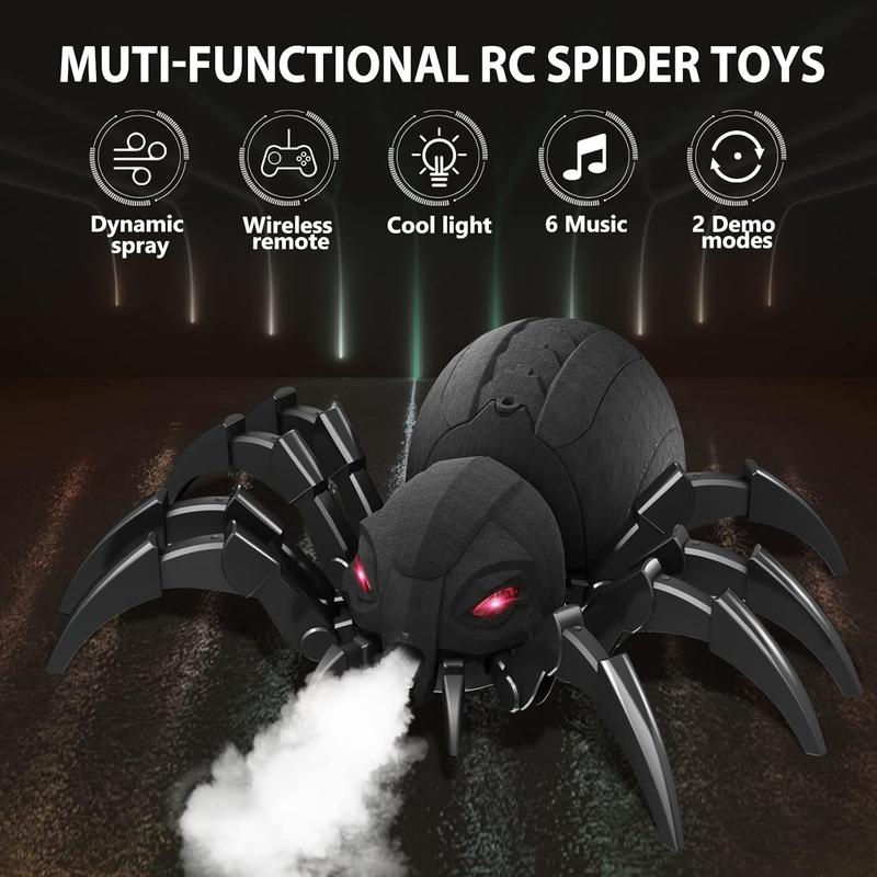 Remote Control Spider Kids Toys - Realistic RC Spider, Music Effect, LED Light, Toys for 3 4 5 6 7 8 9 10 11 12+ Year Old Boys Girls, Gifts for Halloween Christmas Birthday, Red