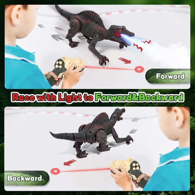 Remote Control Dinosaur Toys,RC Walking Robotic Dinosaur Toy w Light Chasing Remote Control,Auto Spraying and Roaring,Jurassic Spinosaurus Dinosaur Toys for Kids Boys 4 5 6 7 8-12 Year Old