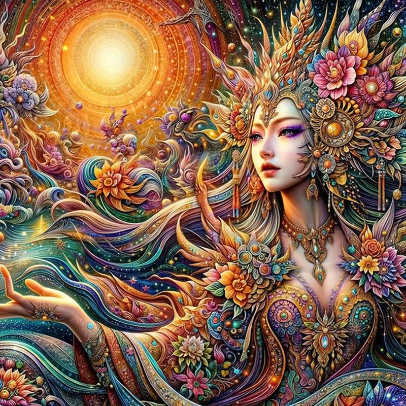 Fantasy Woman Flower Goddess Pattern DIY Diamond Arts Colorful Painting Kit without Frame, 5D Diamond Art Painting for Office Bedroom Livingroom Home Decor