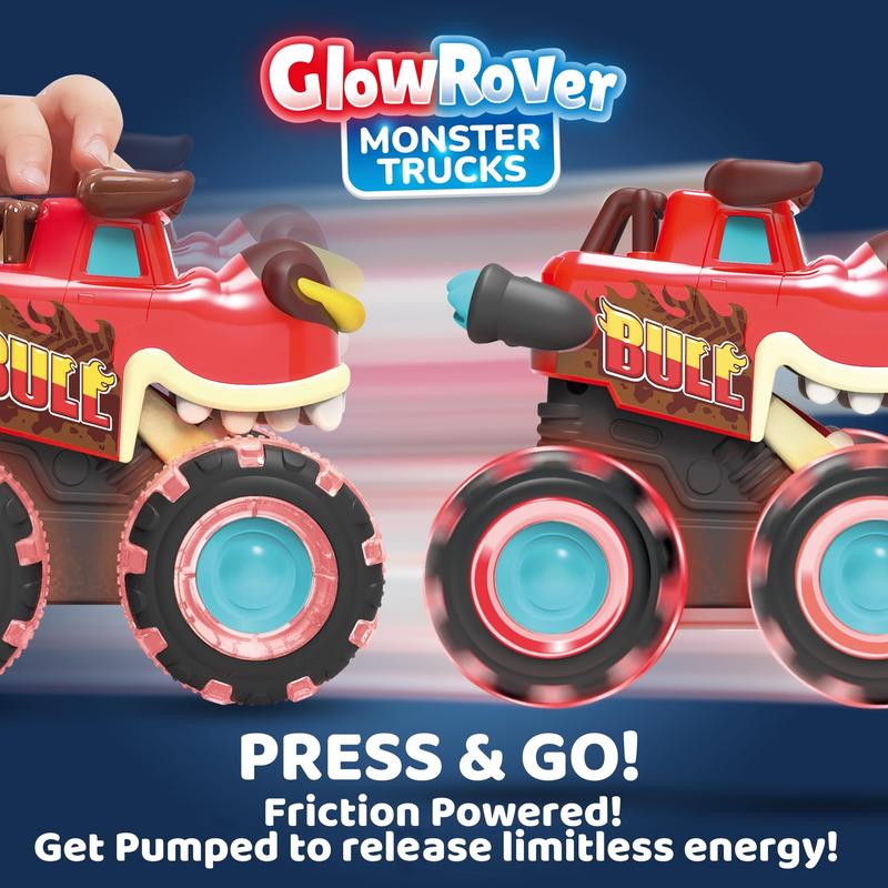  Christmas 2024 Gifts 3 Pack Monster Truck Toy, Motion Activated Light-Up Cars, Press & Go Cars for Boys Girls