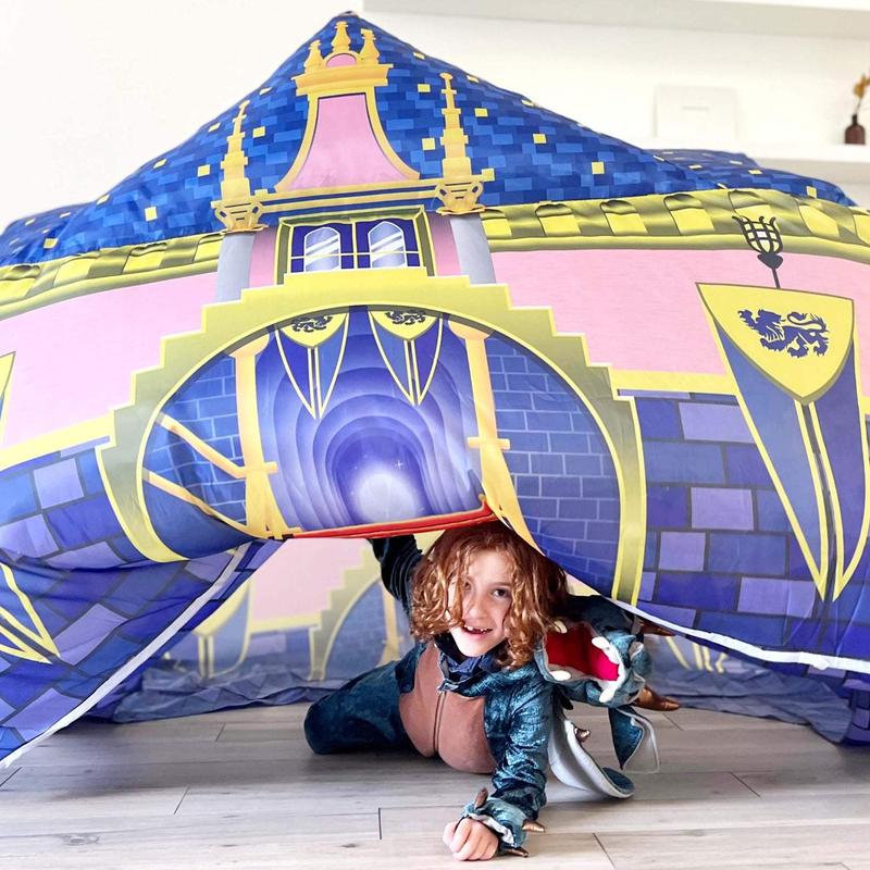 The Original Patented AirFort - Build A Fort in 30 Seconds, Inflatable Fort for Kids, Play Tent for 3-12 years, A Playhouse Where Imagination Runs Wild, Fan not included (Royal Castle)