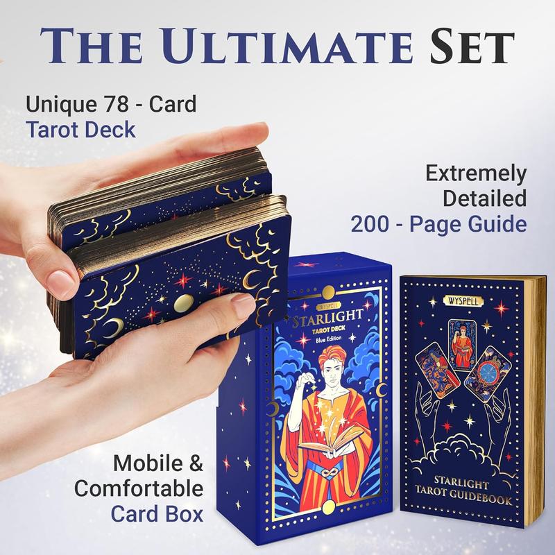 Wyspell Blue Starlight Tarot Deck: Starry Sky-Inspired Tarot Cards with Guide Book - Unique Tarot Cards Set- Tarot Cards for Beginners