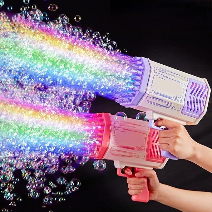 Upgraded Color Bubble Machine, Bubble Machine Toy With Lights,69 Hole Popular Rocket Bubble Machine,Bubbles Toy For 3 4 5 6 7 8 9 10 Years Old Boys Girls Gift Toys bubbly  blaster