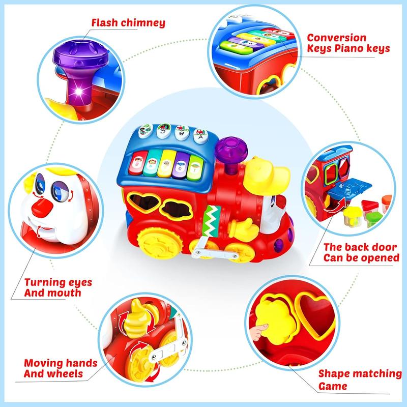 Baby Toys for 1 Year Old Boy Girl Gift Musical Train Baby Toys 6-12 12-18 Months,Early Educational Learning Montessori Kids Toys with Blocks Light Toddler Christmas Birthday Gifts for 1 2 3 Year Old