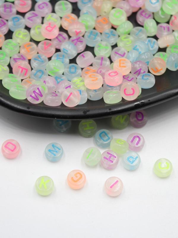 Transparent Colorful Letter Beads, 100pcs Multicolor DIY Beads, Jewelry Making Supplies for Women & Girls