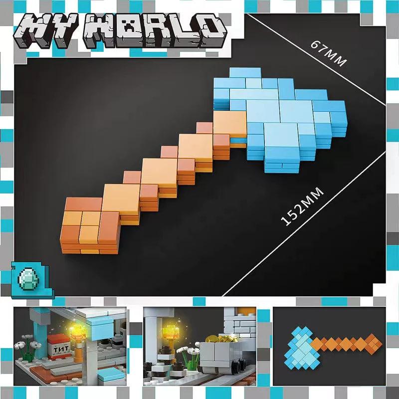 TOYSLINE-Minecraft Weapon Scene Building Block Game Series Creative Block World Building Blocks Sword Weapon Scene Frontier Battle Assembly Gifts for Adults and Teens building block