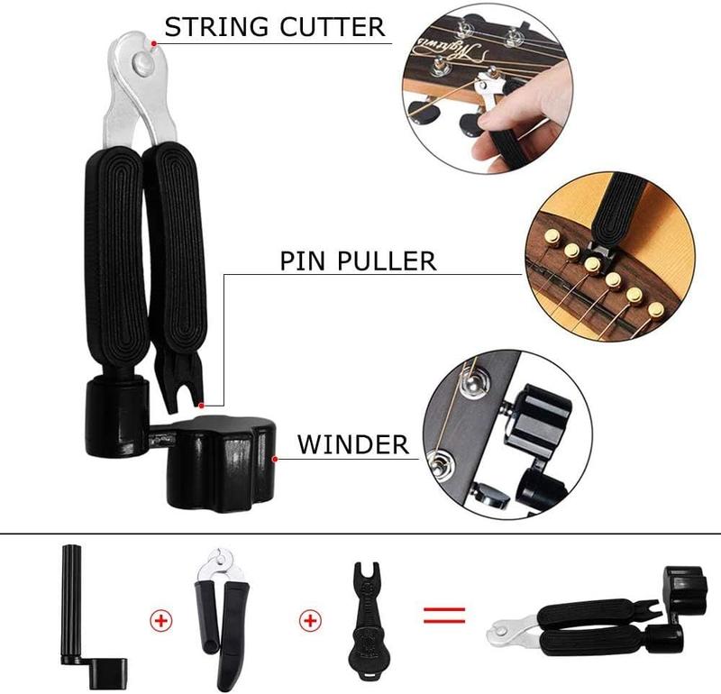 66PCS Guitar Accessories Kit - Acoustic Guitar Changing Tool with Strings, Picks, Capo, Winder & Cutter