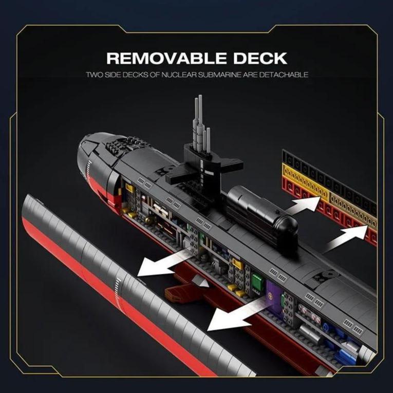 33049 2988pcs Military Los Angeles-class SSN Building Blocks Assembling MOC Nuclear Submarine Bricks Children's Toys Gift Set building block