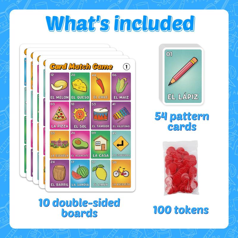 Loteria Mexican Bingo, Juegos de Mesa,  Great for Learning Spanish Sight Word, Matching and Sequencing, Early Education Activities, Family Board Games