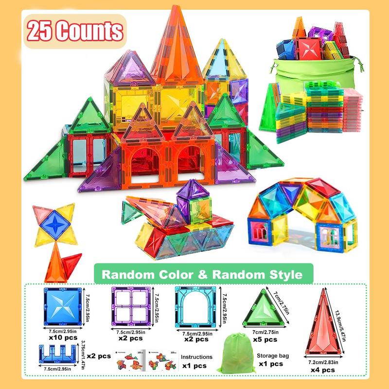 Random Color and Random Style Tiles Building Blocks Toy Set, 25pcs 37pcs set Stem Colorful Building Blocks Kit, Learning DIY Construction Set