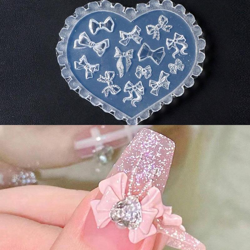 Bowknot Design Nail Silicone Mold, DIY Resin Casting Mold, DIY Resin Casting Mold for Nail Art, Jewelry Making, Home Decoration