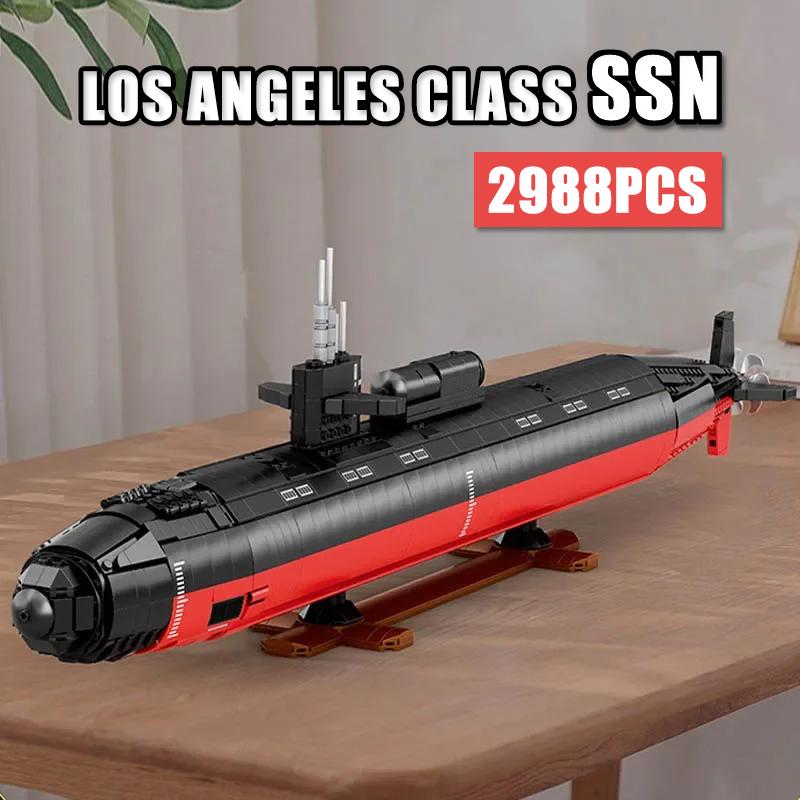 33049 2988pcs Military Los Angeles-class SSN Building Blocks Assembling MOC Nuclear Submarine Bricks Children's Toys Gift Set building block