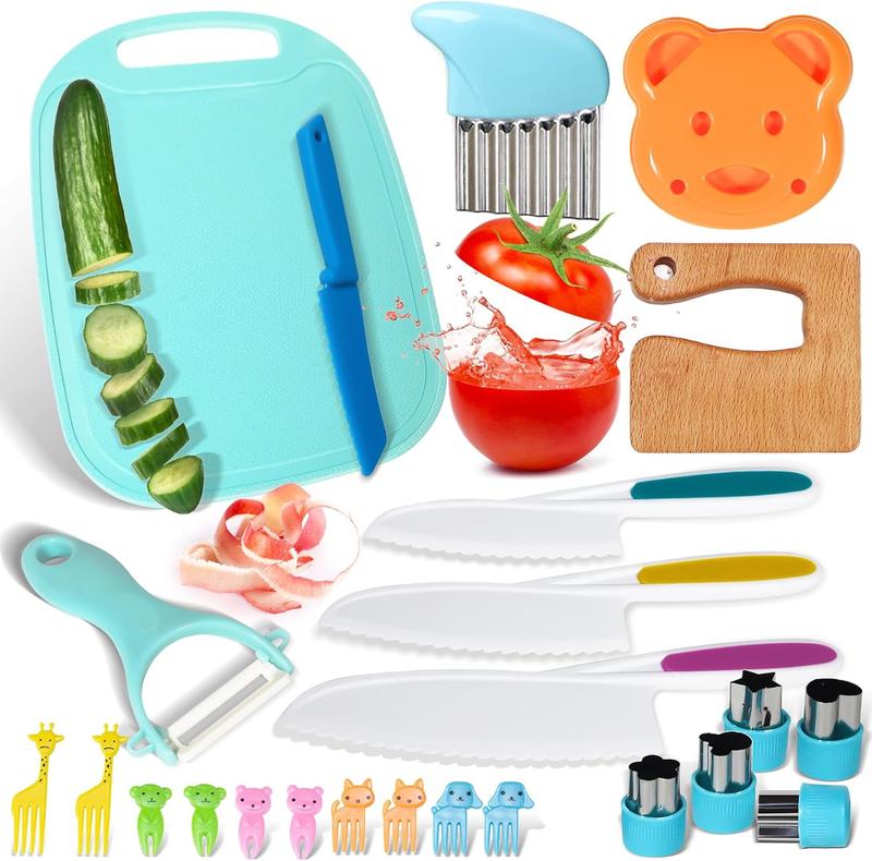 24-piece wooden kids kitchenware set, suitable for kids cooking, kids kitchen wooden kitchenware, suitable for boys and girls to exercise hands-on ability and gifts