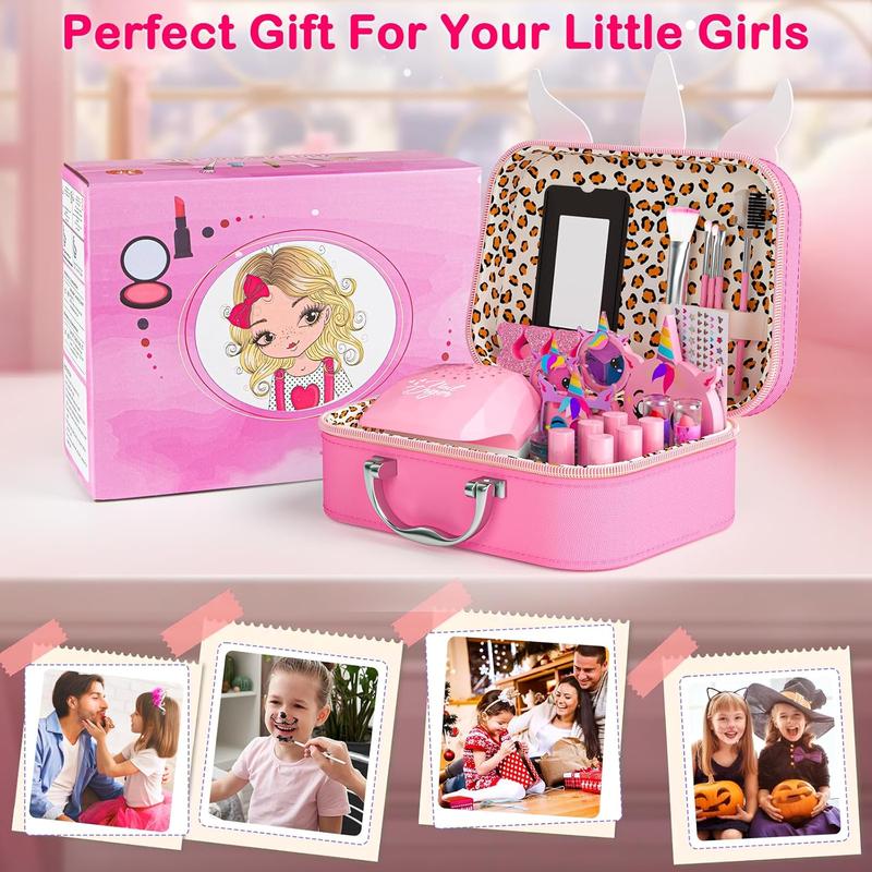 Christmas gift 2-in-1 Kids Makeup Kit & Nail Art Set with  – Washable Play Makeup for Girls 3-12, Perfect Christmas & Birthday Gift