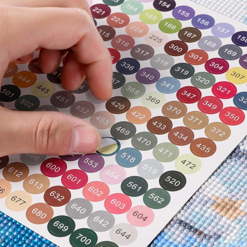 Color Number Sticker (1 2 Sets), Diamond Arts Colorful Painting Color Label, DIY Painting Accessories for Home Decoration