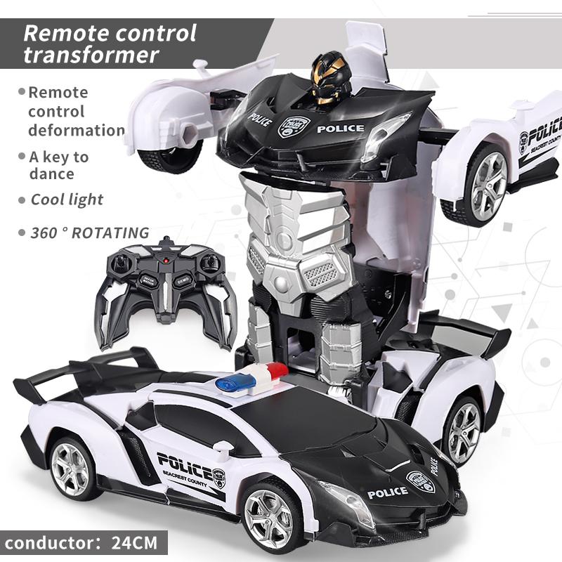 BlackFriday Transform Robot RC Car Toy, 2.4GHz Remote Control Car with Flashing Light, 1:18 Scale Deformation &360° Rotating Drifting RC Toy Car Gift for Children