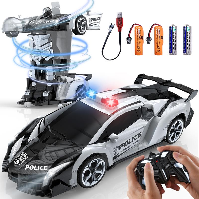 BlackFriday Transform Robot RC Car Toy, 2.4GHz Remote Control Car with Flashing Light, 1:18 Scale Deformation &360° Rotating Drifting RC Toy Car Gift for Children