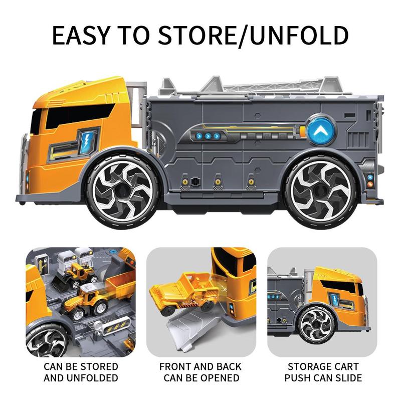 Construction Vehicle Toy with Random Mini Car, 1 Box Parking Lot Mode Engineering Vehicle Toy, Birthday Gift for Boys & Girls