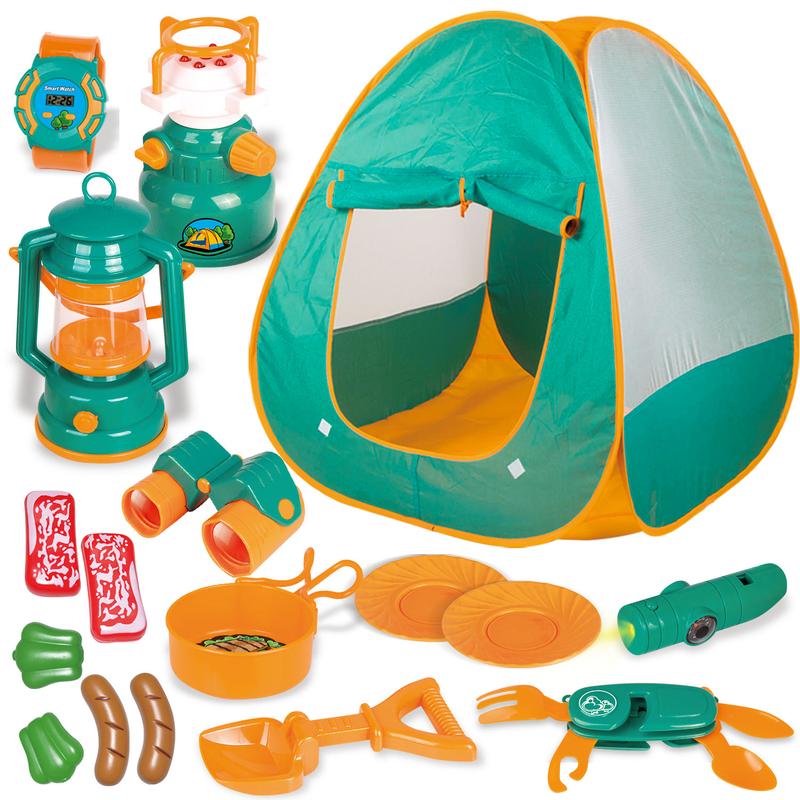 Kids Camping Set with Tent - Camping equipment toys with role play outdoor toys. Suitable for children aged 5 to 12 years old. Birthday gift, holiday gift