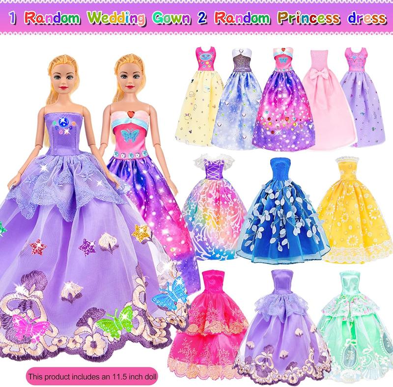 Christmas gift 91PCS 11.5-Inch Doll Set with Clothes, Accessories & Closet: Princess Gowns, Fashion Dresses, Outfits, Shoes, Hangers (Includes Doll)