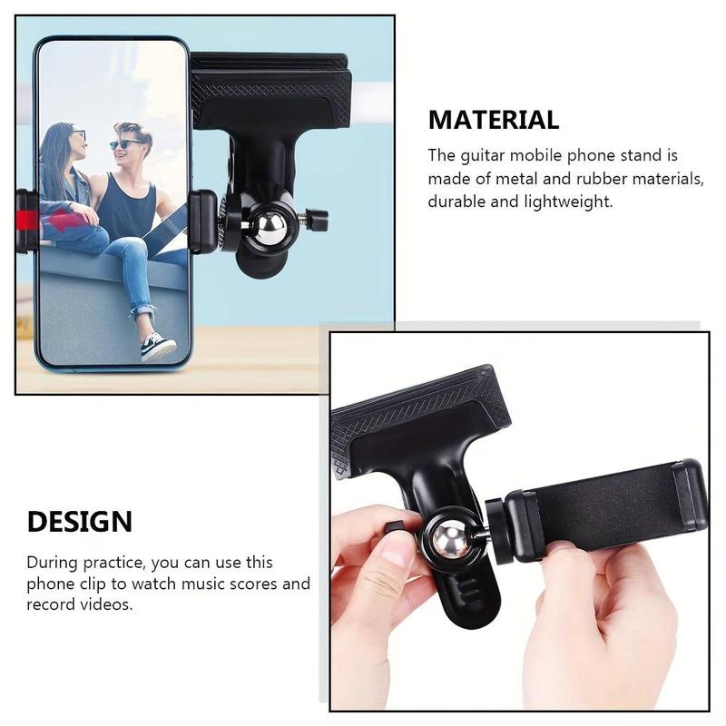 Guitar Head Clamp, 360 ​​Degree Rotating Guitar Phone Holder, Creative Music Accessory