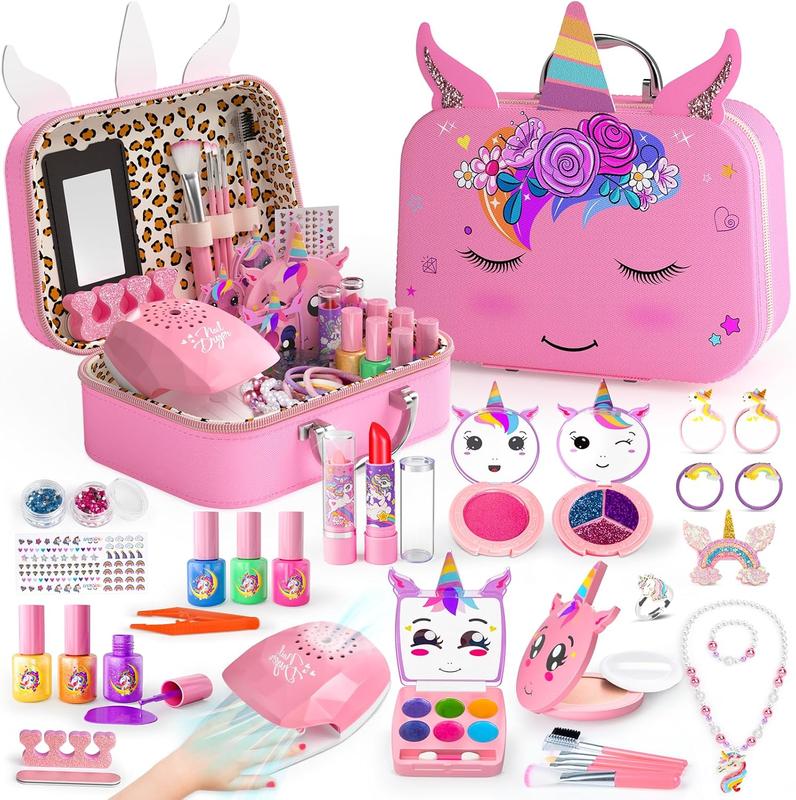 Christmas gift 2-in-1 Kids Makeup Kit & Nail Art Set with  – Washable Play Makeup for Girls 3-12, Perfect Christmas & Birthday Gift