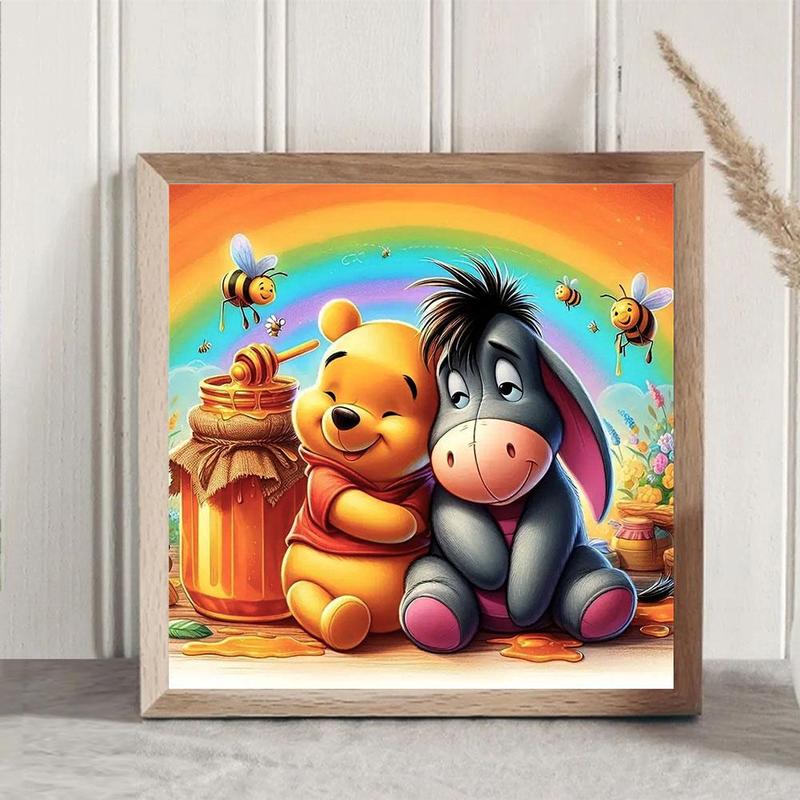 Winnie The Pooh and Donkey Pattern DIY Diamond Arts Colorful Painting Kit without Frame, 5D Diamond Decor Painting by Numbers Kit, DIY Wall Art Decor