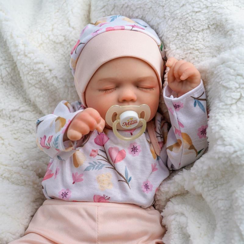 BABESIDE Lifelike Reborn Baby Dolls - 20 inch Soft Body Realistic Newborn Baby Doll Sleeping Real Life Baby Doll Girl with Pink and White Floral Accessories Set Gift for Children Age 3+