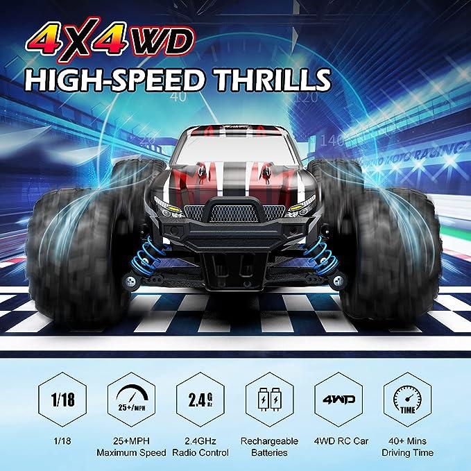 DEERC 9300 Remote Control Car High Speed RC Cars 1:16 Scale 40 KM H 4WD Off Road Monster Trucks,2.4GHz All Terrain Toy Trucks with 2 Rechargeable Battery