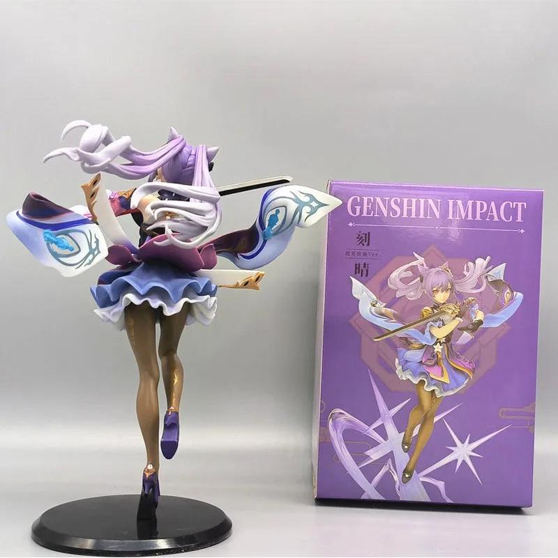 25CM Anime Figure Genshin Impact Keqing Swing A Sword Standing Sword Hu tao Model Toy PVC Collection Toy Desktop Decoration