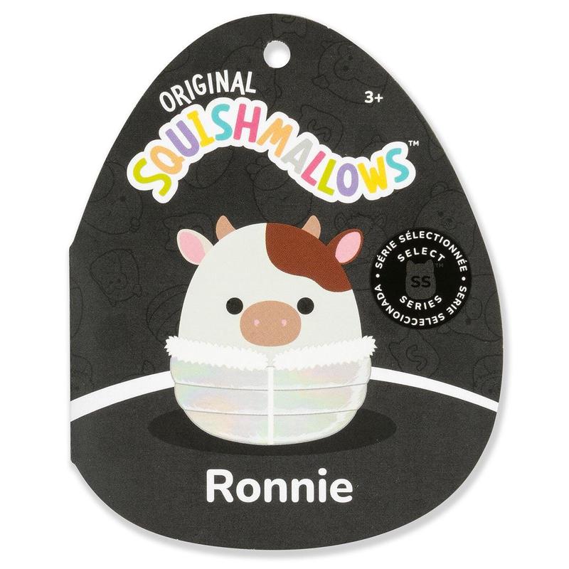 Squishmallows Ronnie the Cow in Puffer Jacket, 8-Inch Select Series, Exclusive Selection, Perfect Holiday Gifts