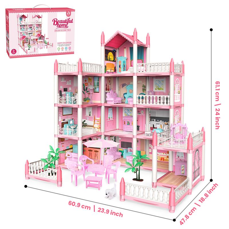 11rooms Doll House For Girls Playhouse Dollhouse Toy Set,A Perfect DIY Pretend Play House Toy, On Christmas & Birthdays, Thanksgiving Day