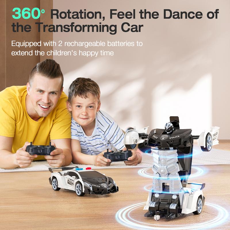 BlackFriday Transform Robot RC Car Toy, 2.4GHz Remote Control Car with Flashing Light, 1:18 Scale Deformation &360° Rotating Drifting RC Toy Car Gift for Children