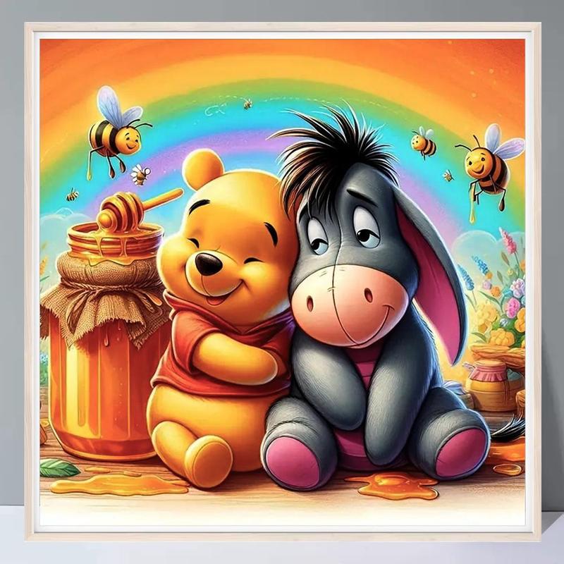 Winnie The Pooh and Donkey Pattern DIY Diamond Arts Colorful Painting Kit without Frame, 5D Diamond Decor Painting by Numbers Kit, DIY Wall Art Decor