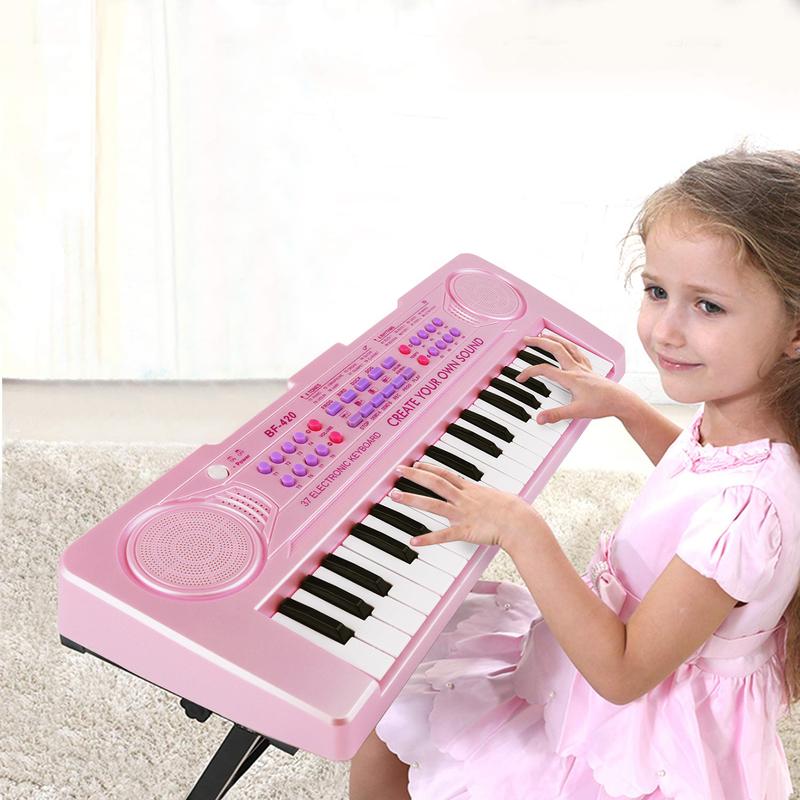 M SANMERSEN Kids Piano Keyboard - 37 Keys Piano Toys for Kids Beginners Electronic Piano with Microphone Educational Musical Toy for 3 4 5 6 7 8 Year Old Boy Girls Gift