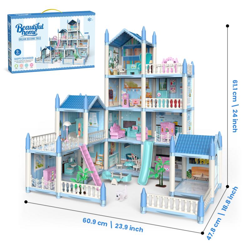 11rooms Doll House For Girls Playhouse Dollhouse Toy Set,A Perfect DIY Pretend Play House Toy, On Christmas & Birthdays, Thanksgiving Day