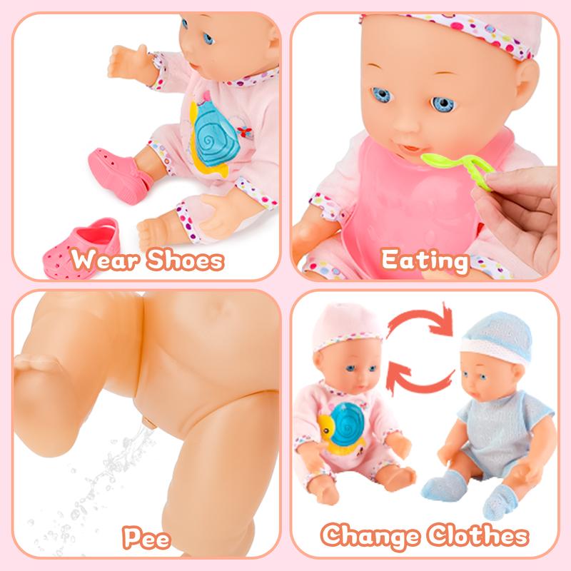 deAO Doll Stroller Set with 13 inch Doll,Play Stroller Toys,13