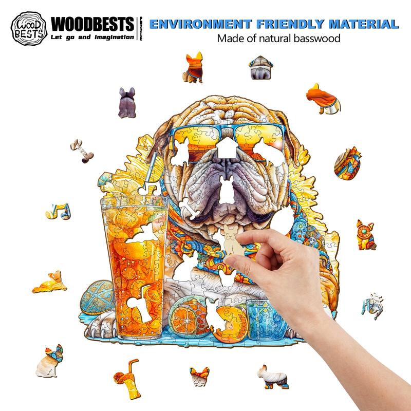 Summer Bulldog-1 Wooden Jigsaw Puzzle