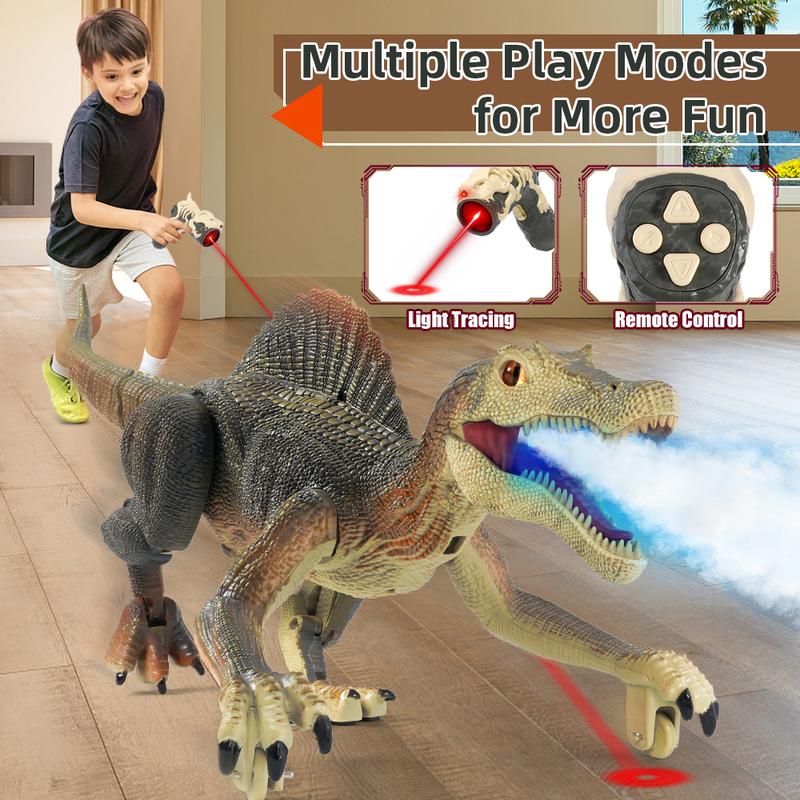 Remote Control Dinosaur Toys,RC Walking Robotic Dinosaur Toy w Light Chasing Remote Control,Auto Spraying and Roaring,Jurassic Spinosaurus Dinosaur Toys for Kids Boys 4 5 6 7 8-12 Year Old