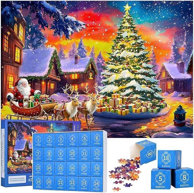 Advent Calendar Puzzle 2024 Christmas Jigsaw Puzzle 1008 Pieces Snowman Christmas Puzzle 24 Days Christmas Countdown Calendars Christmas Tree Advent Puzzle