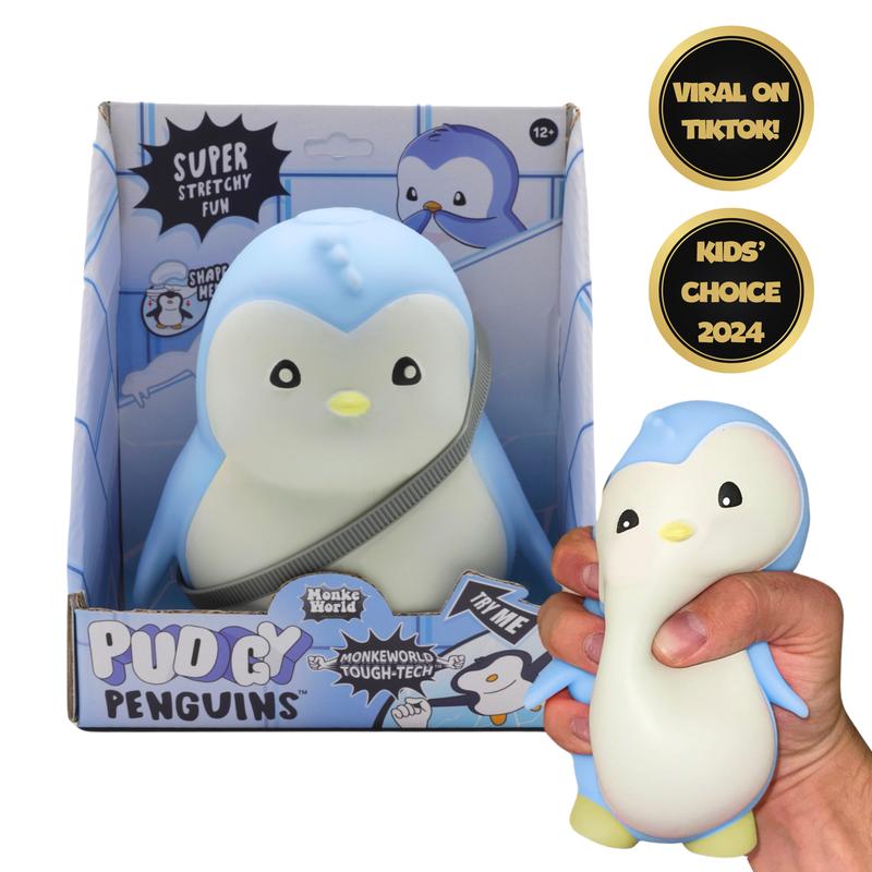 MonkeWorld Original Blue Pudgy Penguin - Sensory Stress Relief & Anti-Anxiety Fidget Toy