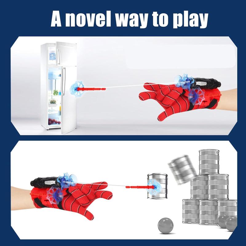 Spider Launcher Gloves Toy, Spider Web Shooter Launcher Wrist Toy Set with Darts and Spider Gloves Costume Cosplay Gift for Kids