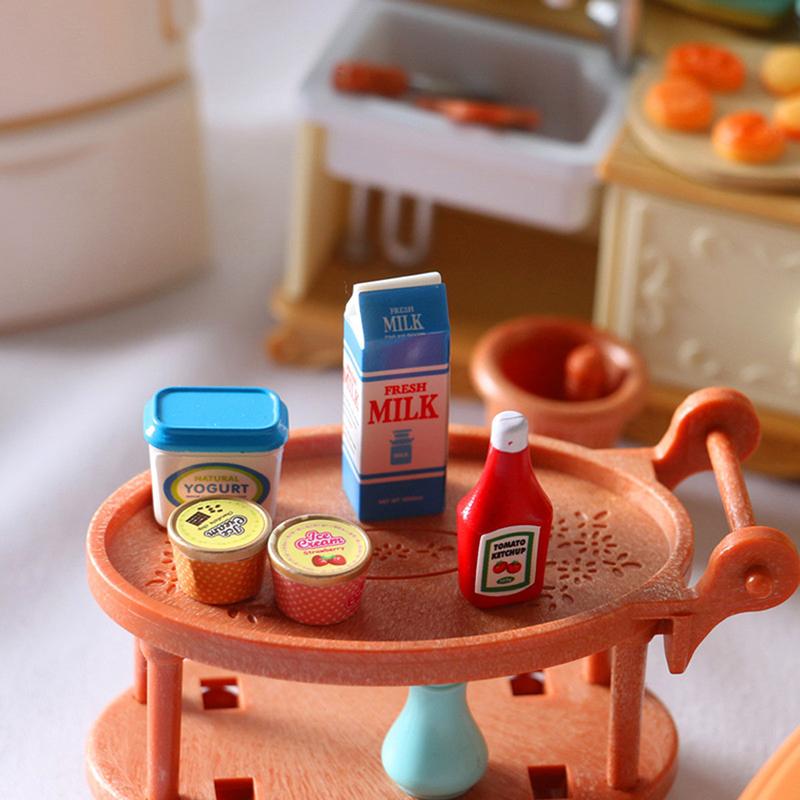 New Fashion 5Pcs Set Dollhouse Tomato Sauce Iced Yogurt Miniature Food Toy Model Kids Cute Toy